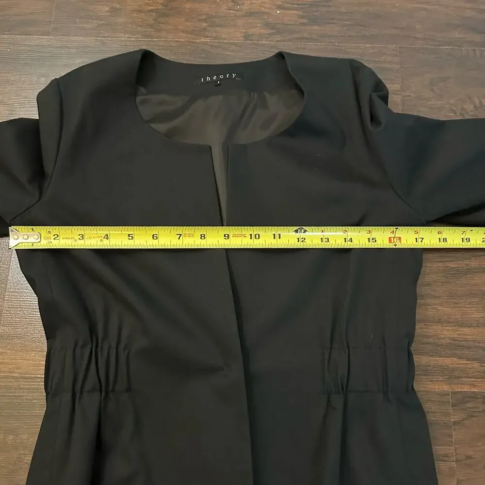 Theory Black Collarless Tailored Blazer Jacket